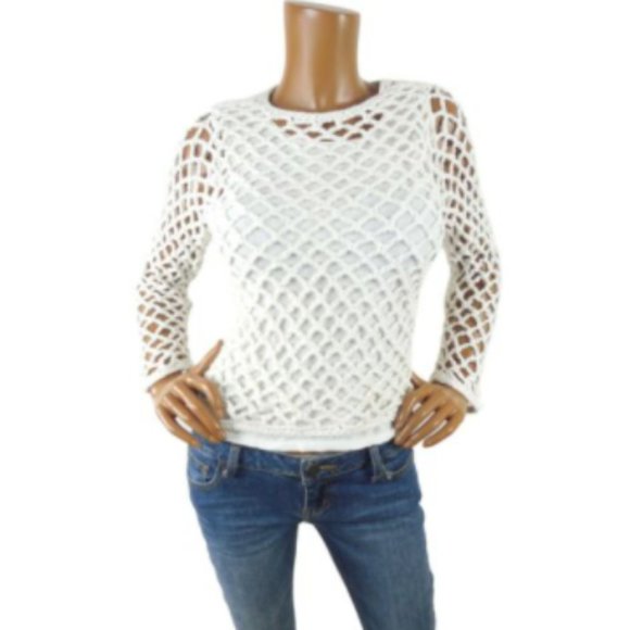 JohnPaulRichard Tops - JOHN PAUL RICHARD Top M Heavy Crochet Crop Shirt w/Attached Knit Tank Casual